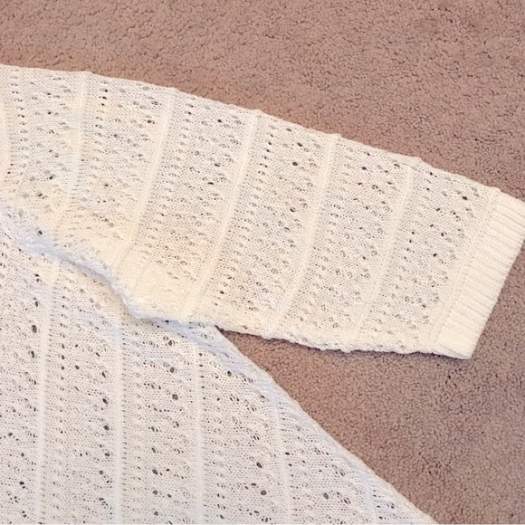 Emily Daniels White Knit Sweater Women Size Large Pullover Open Lightweight Knit - Picture 5 of 8